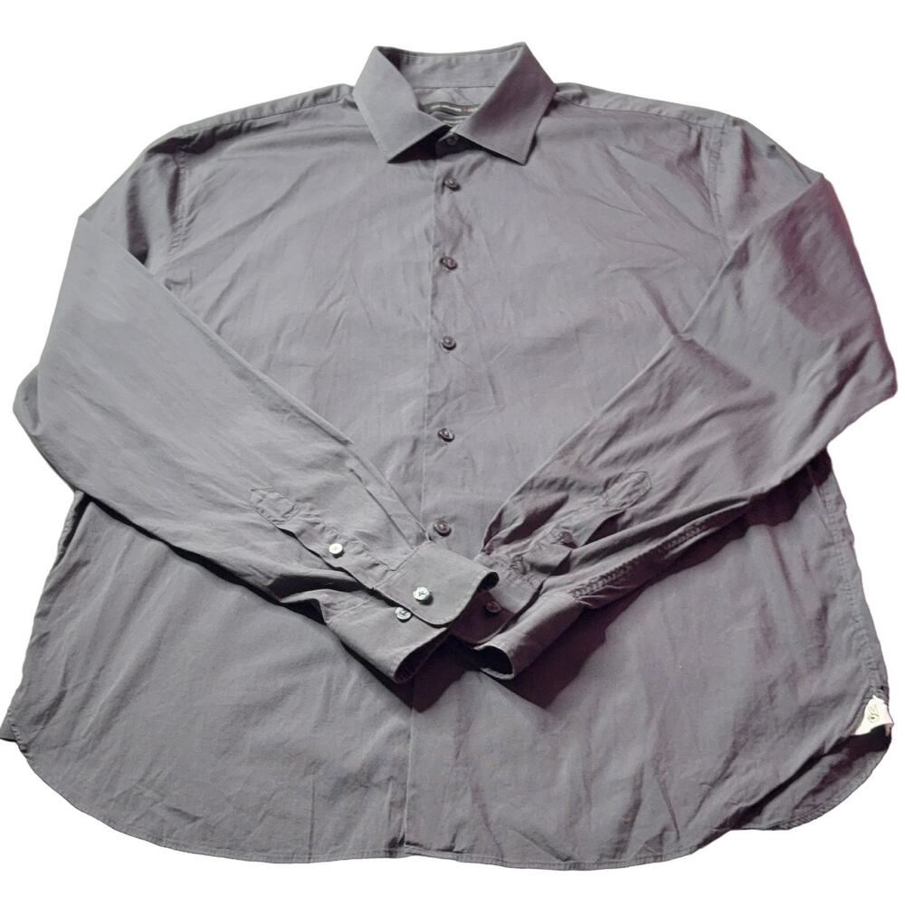 John Varvatos U.S.A. Men's XL Gray Long Sleeve Button Down Shirt Cotton Regular
